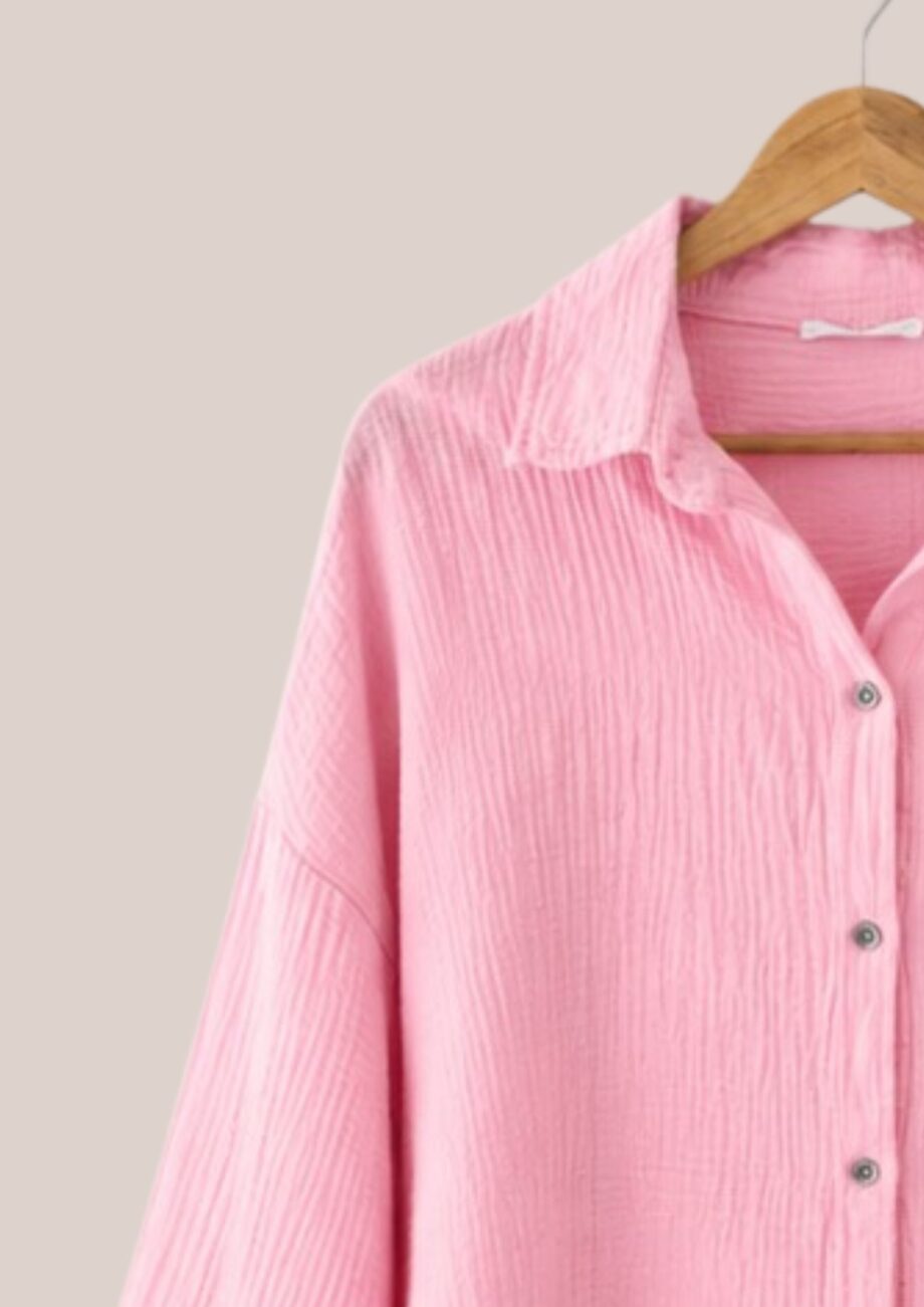 Zoom sur la Chemise Cassandre en coloris rose - forESTIME