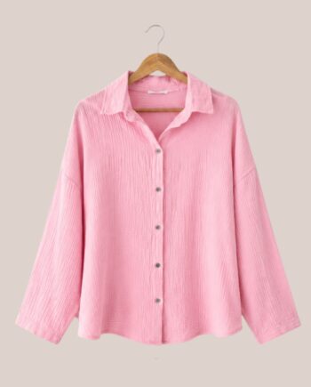 Chemisier Cassandre en Gaze de coton. Coloris rose idéal pour femme senior - forESTIME