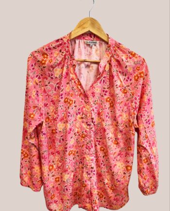 Blouse femme senior imprimé motifs floraux rose