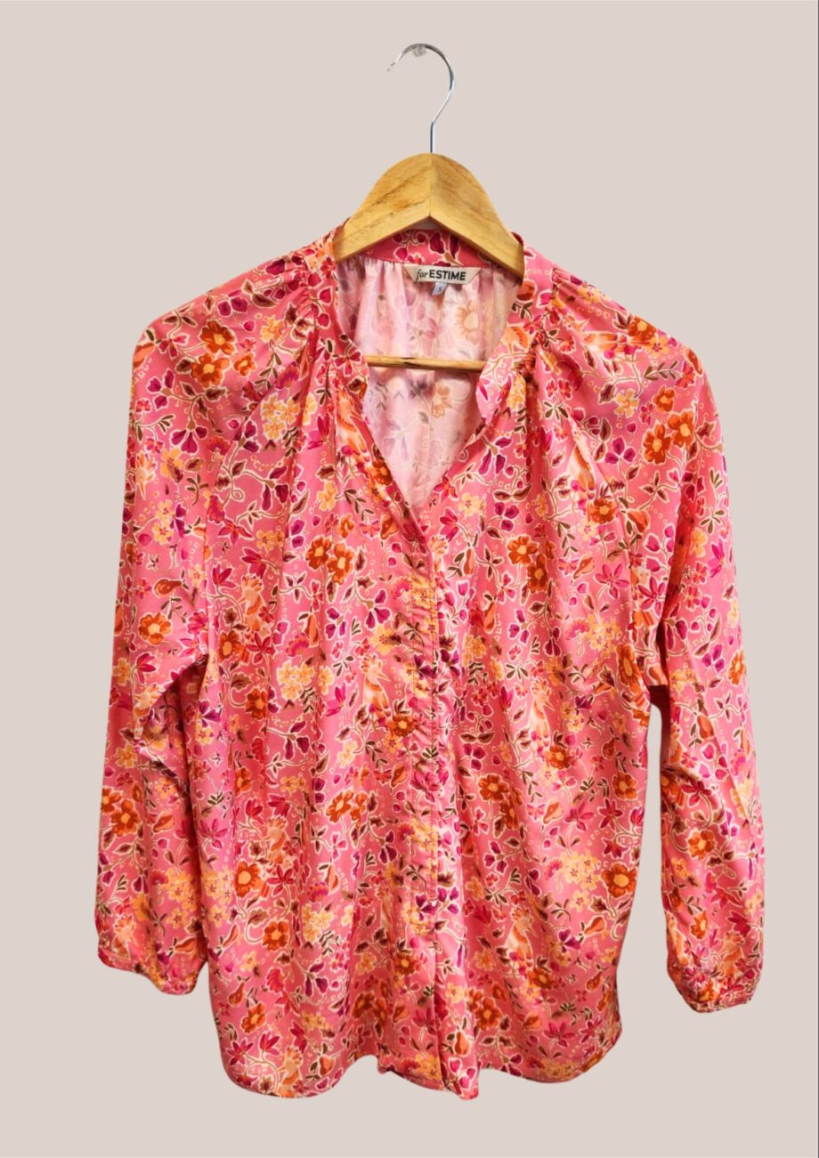 Blouse femme senior imprimé motifs floraux rose
