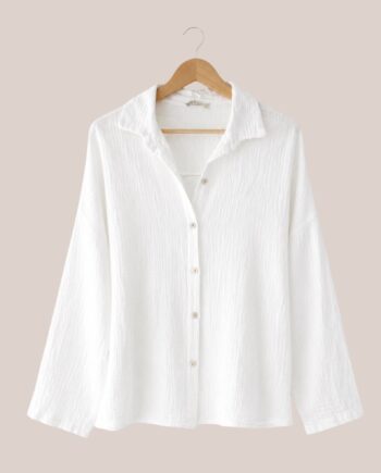 Chemisier Cassandre en Gaze de coton. Coloris blanc idéal pour femme senior - forESTIME