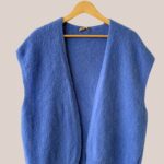 Gilet sans manches bleu senior pour femme, maille chaude coloris lavande, coupe droite sans boutons - forESTIME