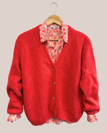 Gilet femme senior Gloria corail avec manches longues et chemise - forESTIME