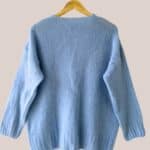 Pull femme senior, Gaelle bleu ciel. Manches longues vue de dos - forESTIME