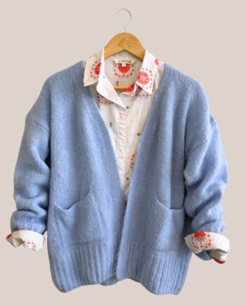 Gilet Gaelle en maille bleu ciel