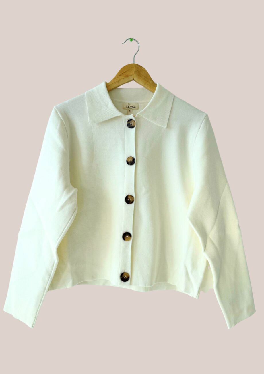 Pull écru boutonnée, manches longues -forESTIME