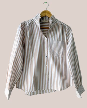 Chemise Claire rayé beige, manches longues - forESTIME