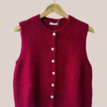 Gilet femme senior Giorgia cerise sans manches vue de face - forESTIME