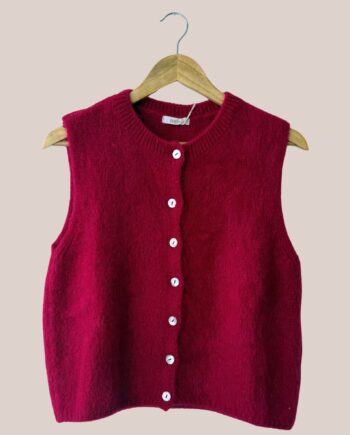 Gilet femme senior Giorgia cerise sans manches vue de face - forESTIME
