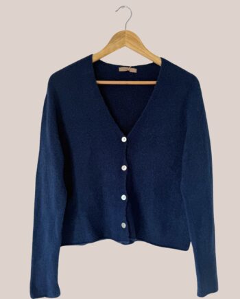 Gilet Gaya bleu indigo, col V et manches longues - forESTIME