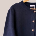 Gilet femme mérinos, bleu marine manches longues zoom - forESTIME