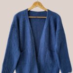 Pull Gaelle femme bleu jean, manches longues pour senior vue de face - forESTIME