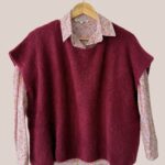 Pull forme poncho bordeaux, sans manches -forESTIME