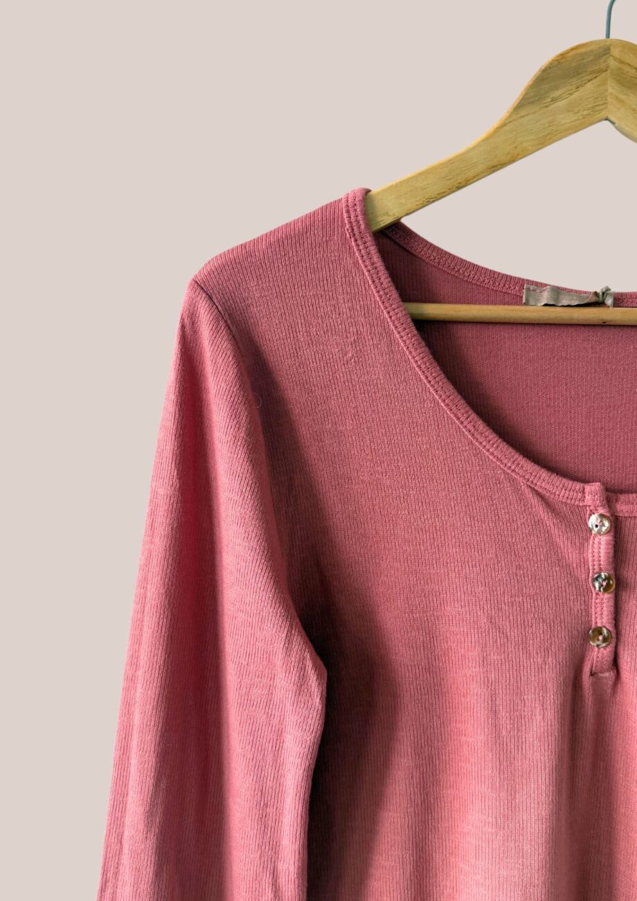 tee-shirt tamara de coloris vieux rose, manches longues - forESTIME