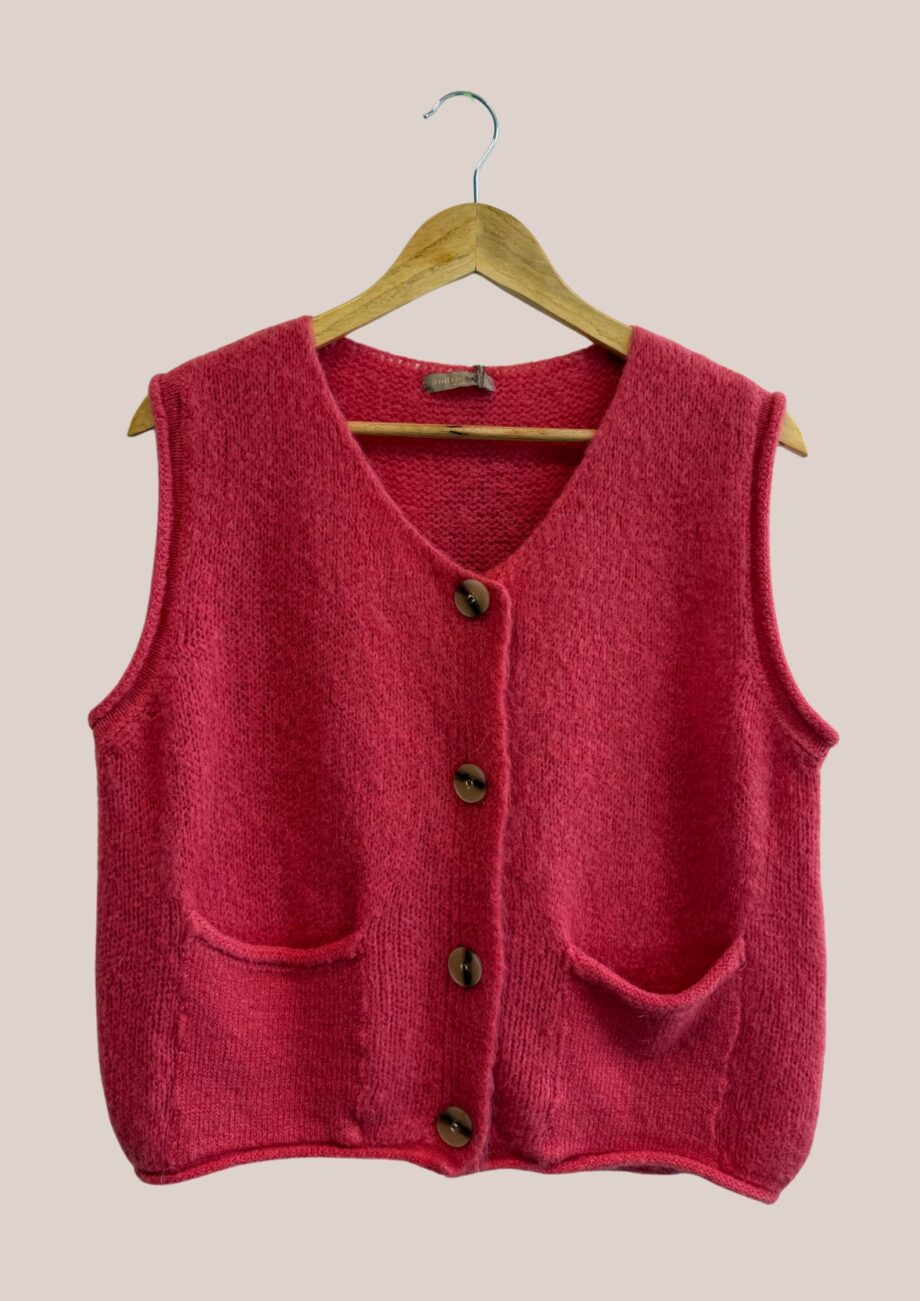 Gilet sans manches Laurine rose blush vue de face - forESTIME