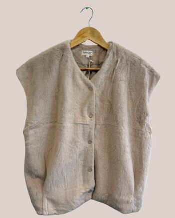 veste virginie de coloris beige effet fausse fourrure - forESTIME