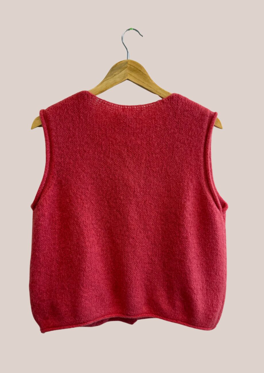 Cardigan rose blush, sans manches avec boutons - forESTIME