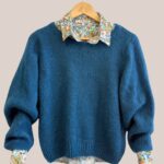 Gilet manches longues Pascaline coloris bleu pétrole avec chemise - forESTIME