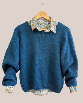 Gilet manches longues Pascaline coloris bleu pétrole avec chemise - forESTIME