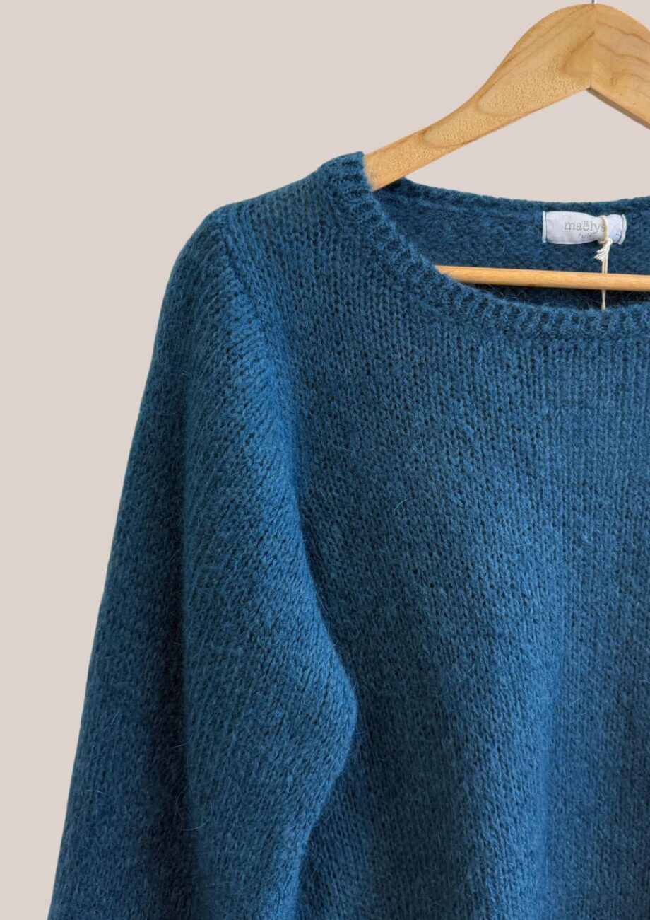 Pull Pascaline coloris bleu pétrole zoom - forESTIME