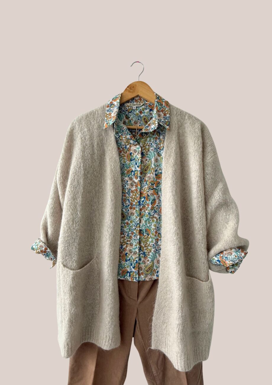 Gilet manches longues beige, pour femme senior - forESTIME