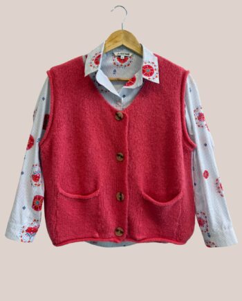 Gilet femme senior Laurine de coloris rose blush sans manches - forESTIME