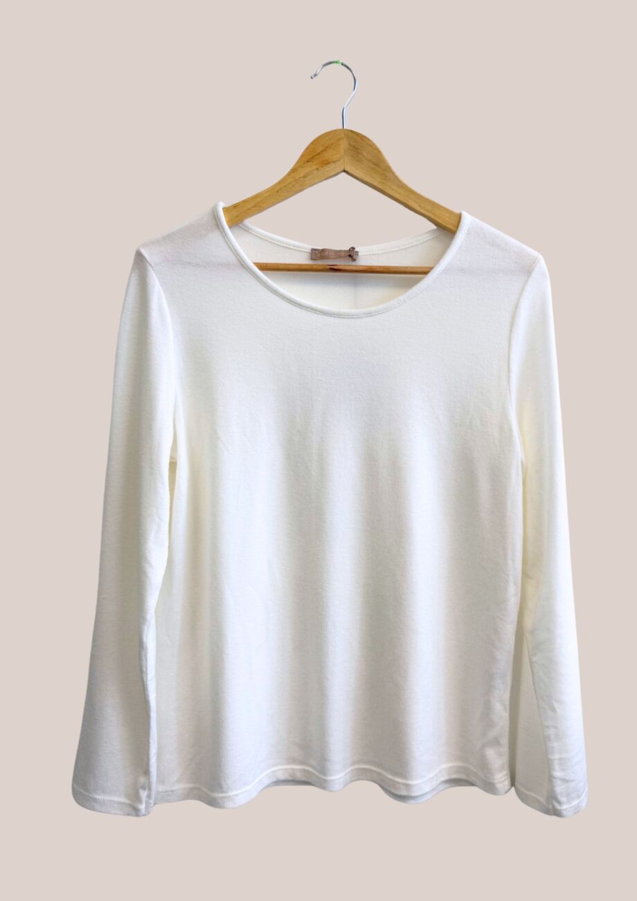 Tee-shirt manches longues coloris blanc cassé - forESTIME