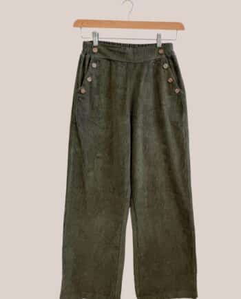 Pantalon pour femme senior, de coloris kaki effet velours - forESTIME