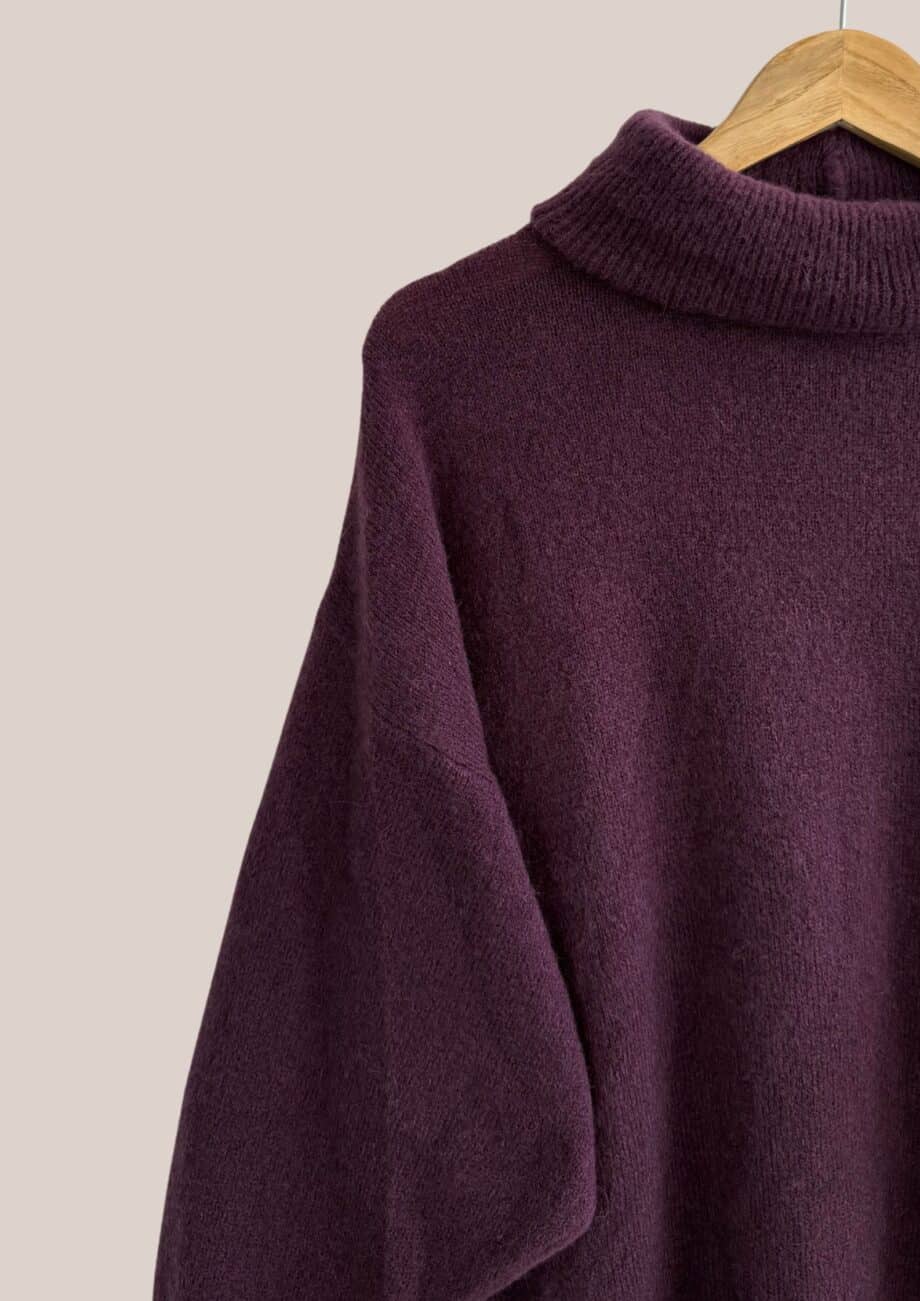 Pull Paule de colorie prune, zoom - forESTIME