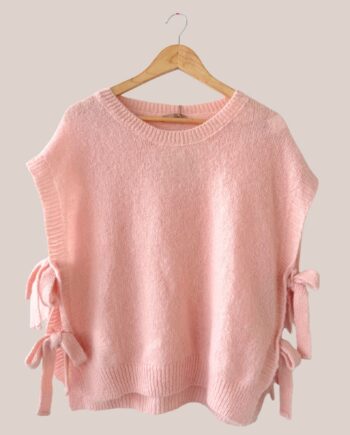 Pull femme senior de coloris rose poudré sans manches - forESTIME