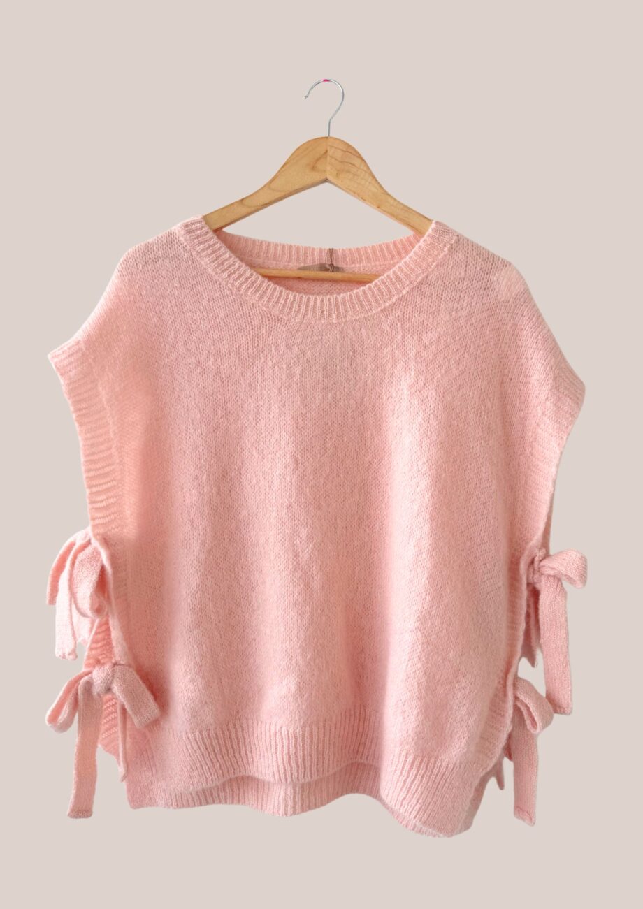 Pull femme senior de coloris rose poudré sans manches - forESTIME