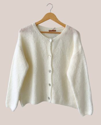Gilet blanc femme senior en maille moelleuse Gayana - forESTIME