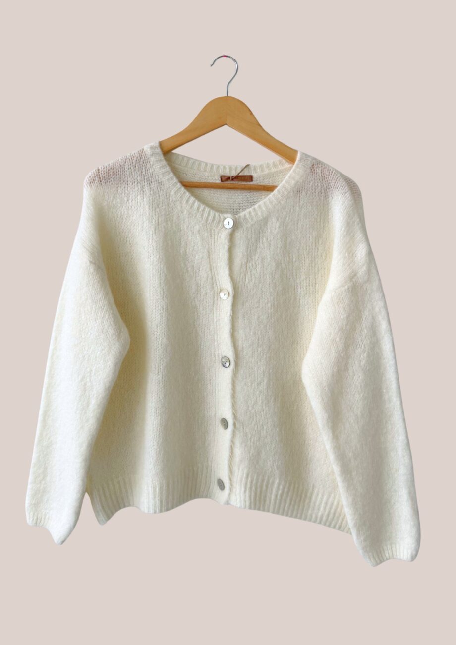 Gilet blanc femme senior en maille moelleuse Gayana - forESTIME