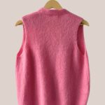 Dos du gilet sans manches rose femme senior avec finitions bord-côte - forESTIME