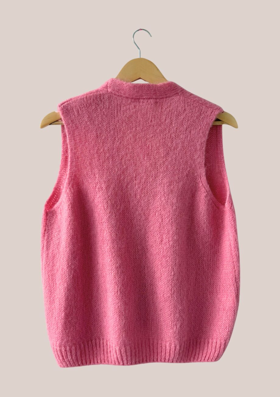 Dos du gilet sans manches rose femme senior avec finitions bord-côte - forESTIME