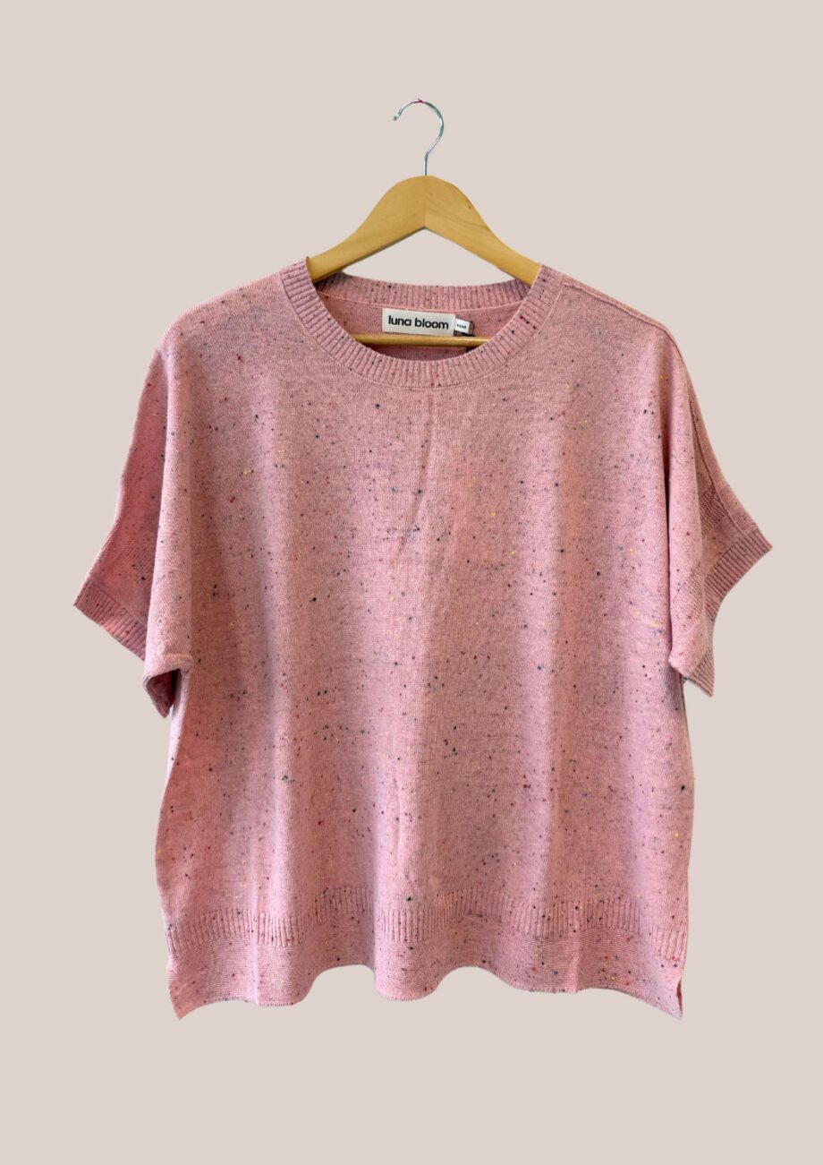 Pull rose à manches courtes pour femme senior - forESTIME