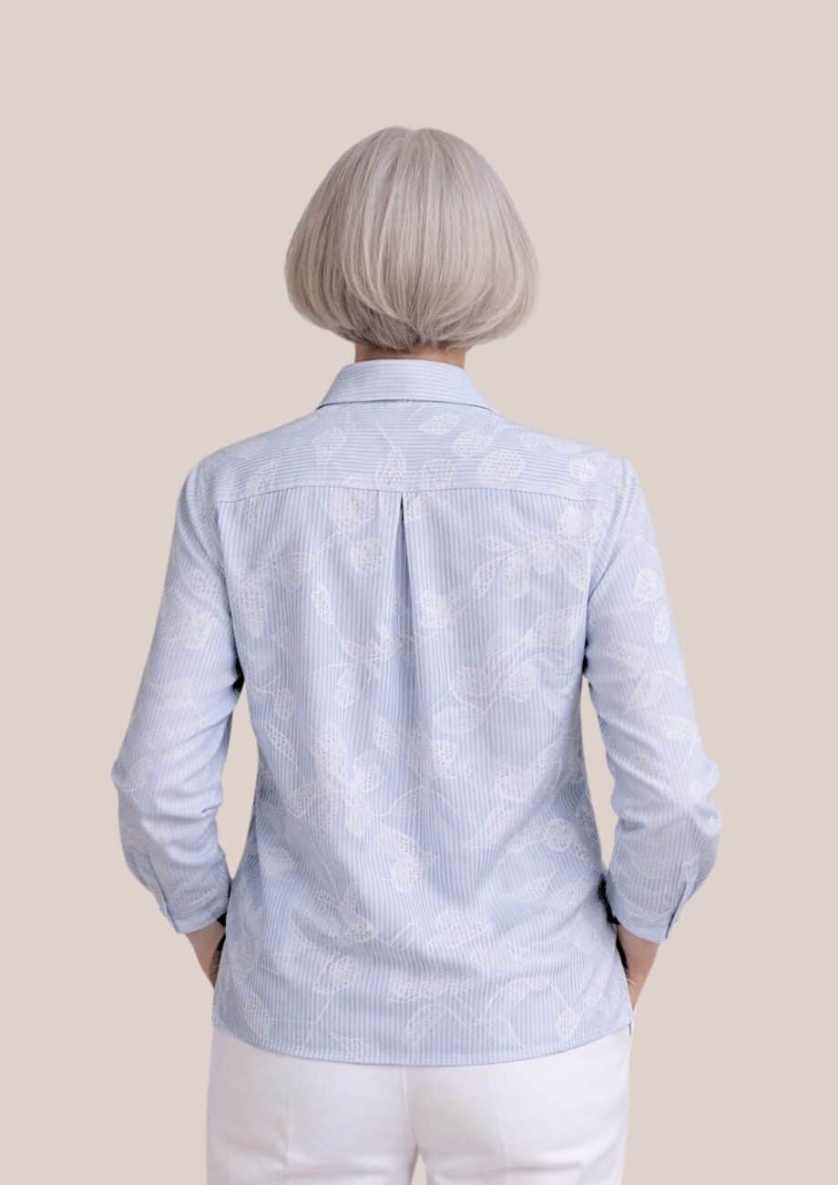 chemisier femme senior rayé ciel fermeture aimantée facile à enfiler - forESTIME
