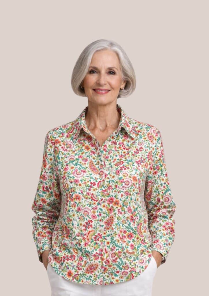 chemise habillage facile femme senior imprimé cachemire - forESTIME