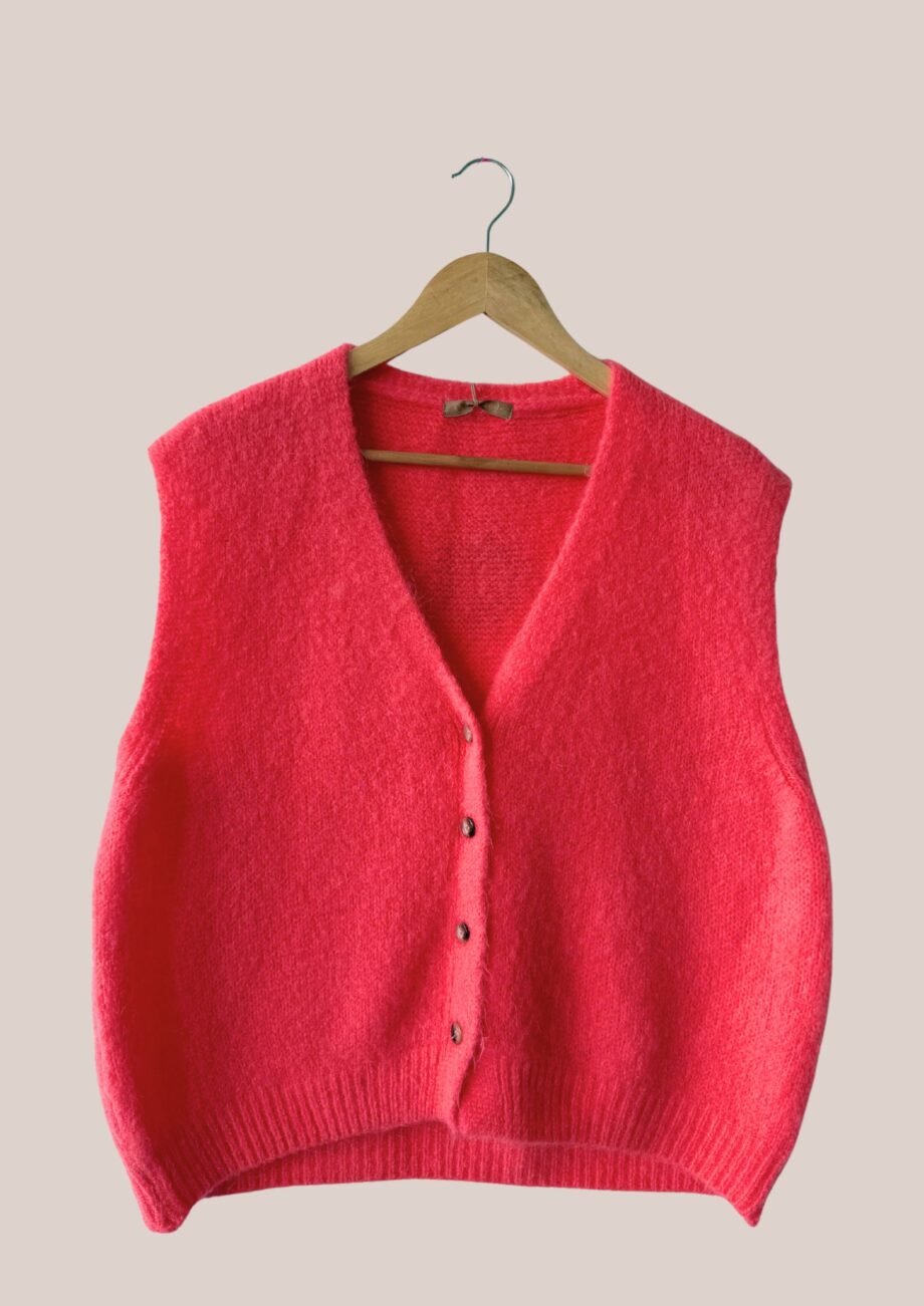 Gilet sans manches senior corail coupe large à boutons modèle Gwen - forESTIME
