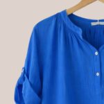 blouse bleu femme viscose fluide