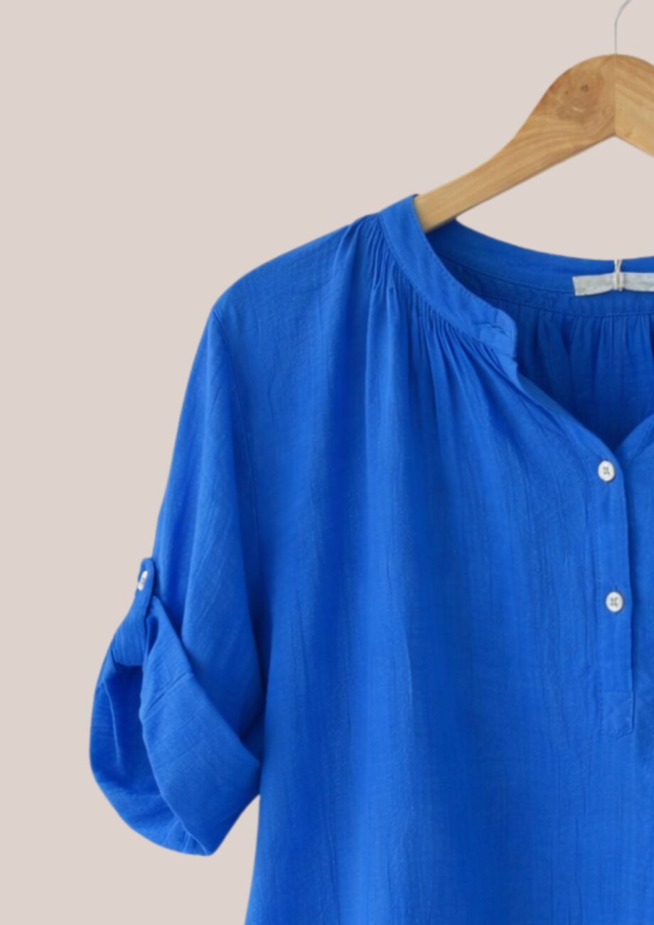 blouse bleu femme viscose fluide