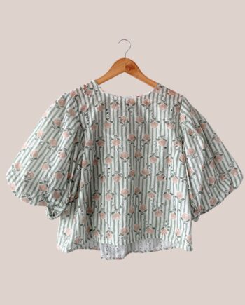 Blouse fleurie verte idéal pour femme senior