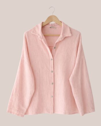 Chemisier Cassandre coloris rose poudré, idéal pour femme senior