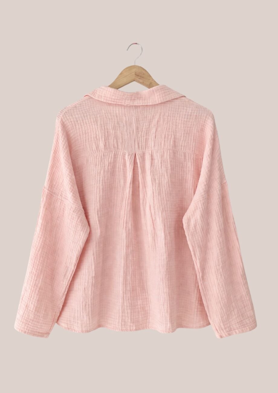 Chemise Cassandre rose poudré en Gaze de coton