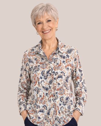 Chemisier Charlotte en coloris Cachemire beige idéal pour femme senior - forESTIME