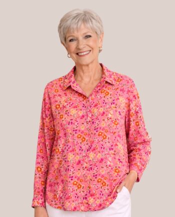 Chemisier Charlotte imprimé rose motifs floraux - forESTIME
