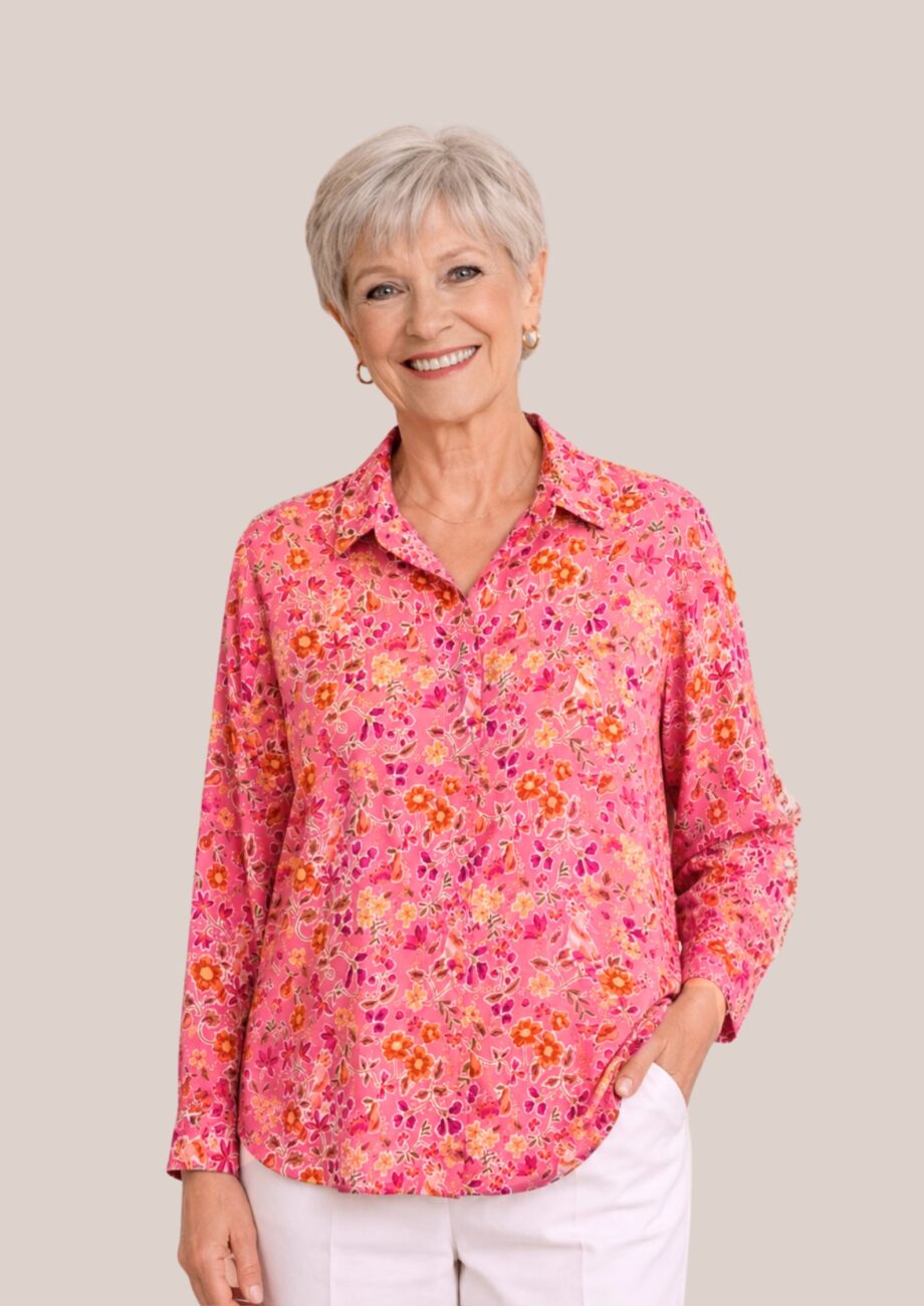 Chemisier Charlotte imprimé rose motifs floraux - forESTIME