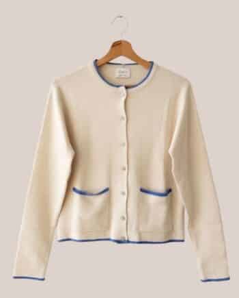 gilet femme coton beige bleu - forESTIME