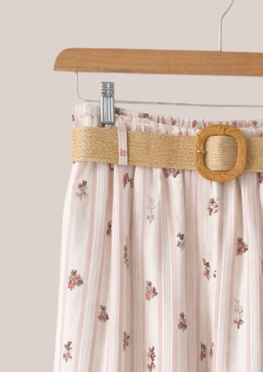 Zoom sur le pantalon femme senior, Pablo rayé rose