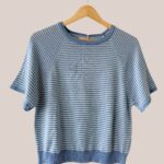 Pull paty de coloris bleu idéal pour femme senior. Très confortable